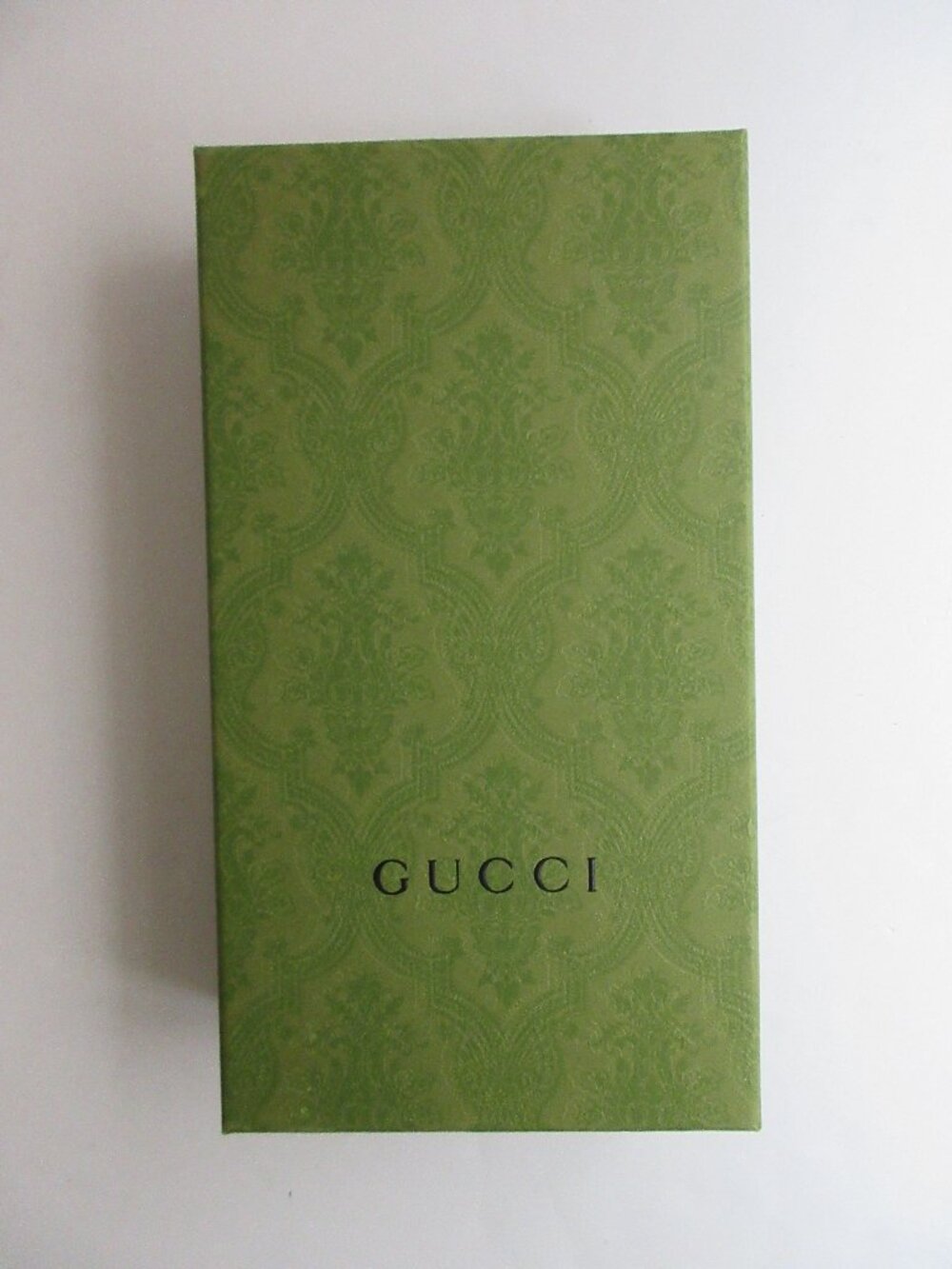 Authentic GUCCI Box Green Embossed Brocade with Tissue, Booklet 10.5" x 5.75"